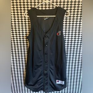 Champion Baseball Jersey Dress Womens Medium Blackout Lined Mesh Snap Front
